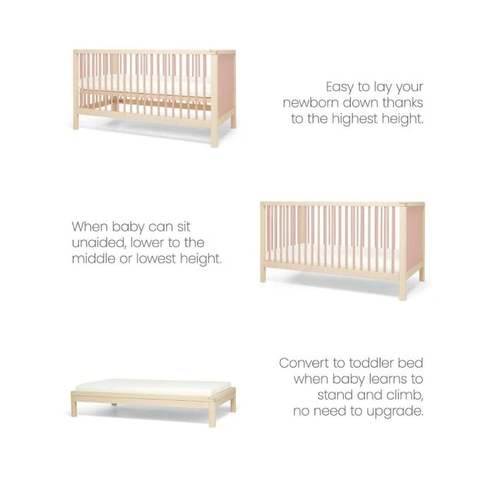 Mamas & Papas Solo Cotbed With Mattress - Blush/Natural 9 Mamas & Papas Solo Cotbed With Mattress - Blush/Natural - Image 7