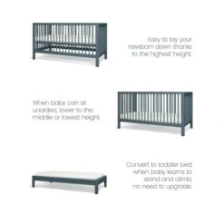Mamas & Papas Solo Cotbed With Mattress - Slate -Baby Products Store mamas papas cot beds solo cotbed 4 5
