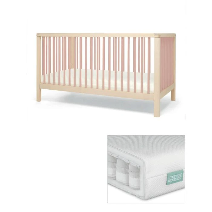 Mamas & Papas Solo Cotbed With Mattress - Blush/Natural 3 Mamas & Papas Solo Cotbed With Mattress - Blush/Natural