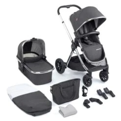 Babymore MeMore V2 Pram Pushchair 11 Piece Bundle - Chrome