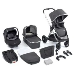 Babymore MeMore V2 13 Piece Travel System With Pecan I-Size Car Seat - Chrome
