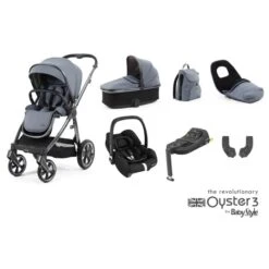 BabyStyle Oyster 3 Luxury 7 Piece Cabriofix I-Size Travel System Bundle - Dream Blue