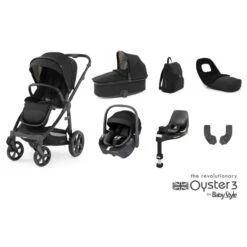 BabyStyle Oyster 3 Luxury 7 Piece Maxi Cosi Pebble 360 Travel System Bundle - Pixel