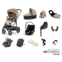 BabyStyle Oyster 3 Ultimate 12 Piece Cybex Cloud T I-Size Travel System Bundle - Butterscotch
