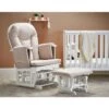 Obaby Reclining Glider Chair And Stool - White With Sand Cushion -Baby Products Store sand nursery chair roomset scaled 1