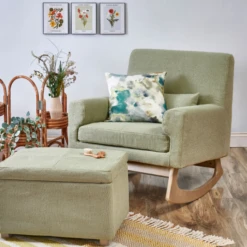 Gaia Baby Footstool - Sage Boucle/Oak -Baby Products Store serena footstool sage oak 4