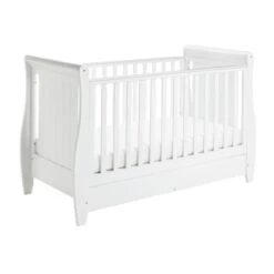 Babymore Stella Sleigh Cot Bed - White