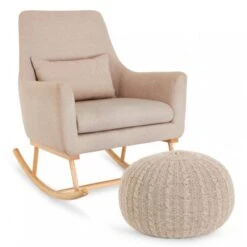 Tutti Bambini Oscar Rocking Chair And Pouffe Set - Stone