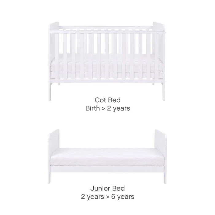 Tutti Bambini Rio Cot Bed With Cot Top Changer & Mattress - White 8 Tutti Bambini Rio Cot Bed With Cot Top Changer & Mattress - White - Image 6