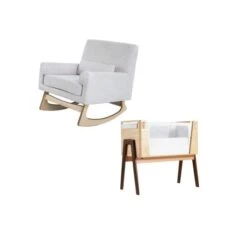 Gaia Baby Serena Chair And Bedside Crib Bundle - Oak/Natural