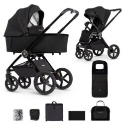 Venicci Tinum Upline 2-in-1 Pushchair (10 Piece Bundle) - All Black