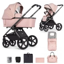 Venicci Tinum Upline 2-in-1 Pushchair (10 Piece Bundle) - Misty Rose