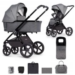 Venicci Tinum Upline 2-in-1 Pushchair (10 Piece Bundle) - Slate Grey