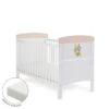Obaby Grace Inspire Cot Bed & Fibre Mattress - Rabbit Pink -Baby Products Store watercolour rabbit mattress bundle 01