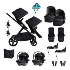 Cosatto Wow XL Twin Pushchair Bundle - Silhouette